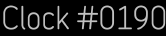 Clock Catalog Number